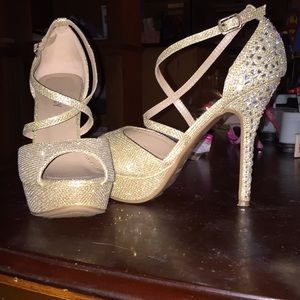 Gold sparkly heels